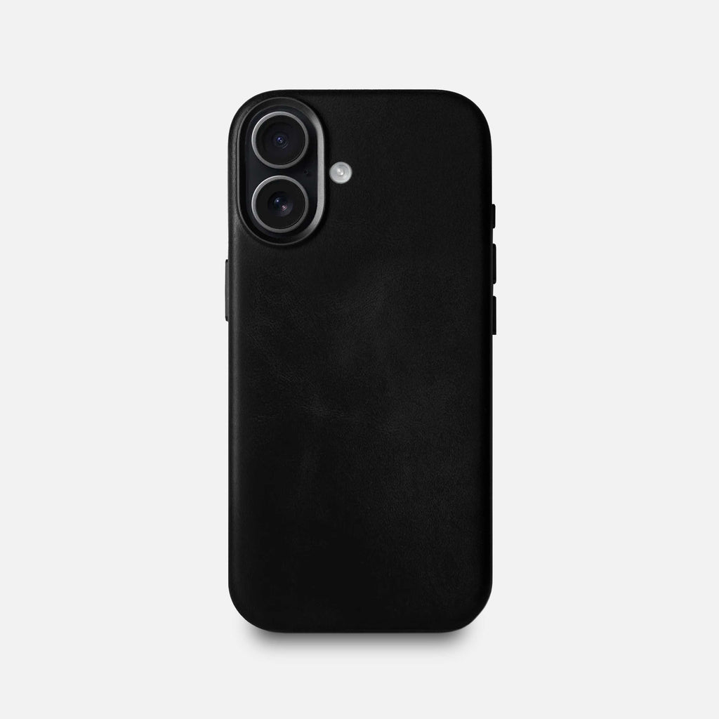 Leather iPhone 17 Shell Case Metal, MagSafe - Black