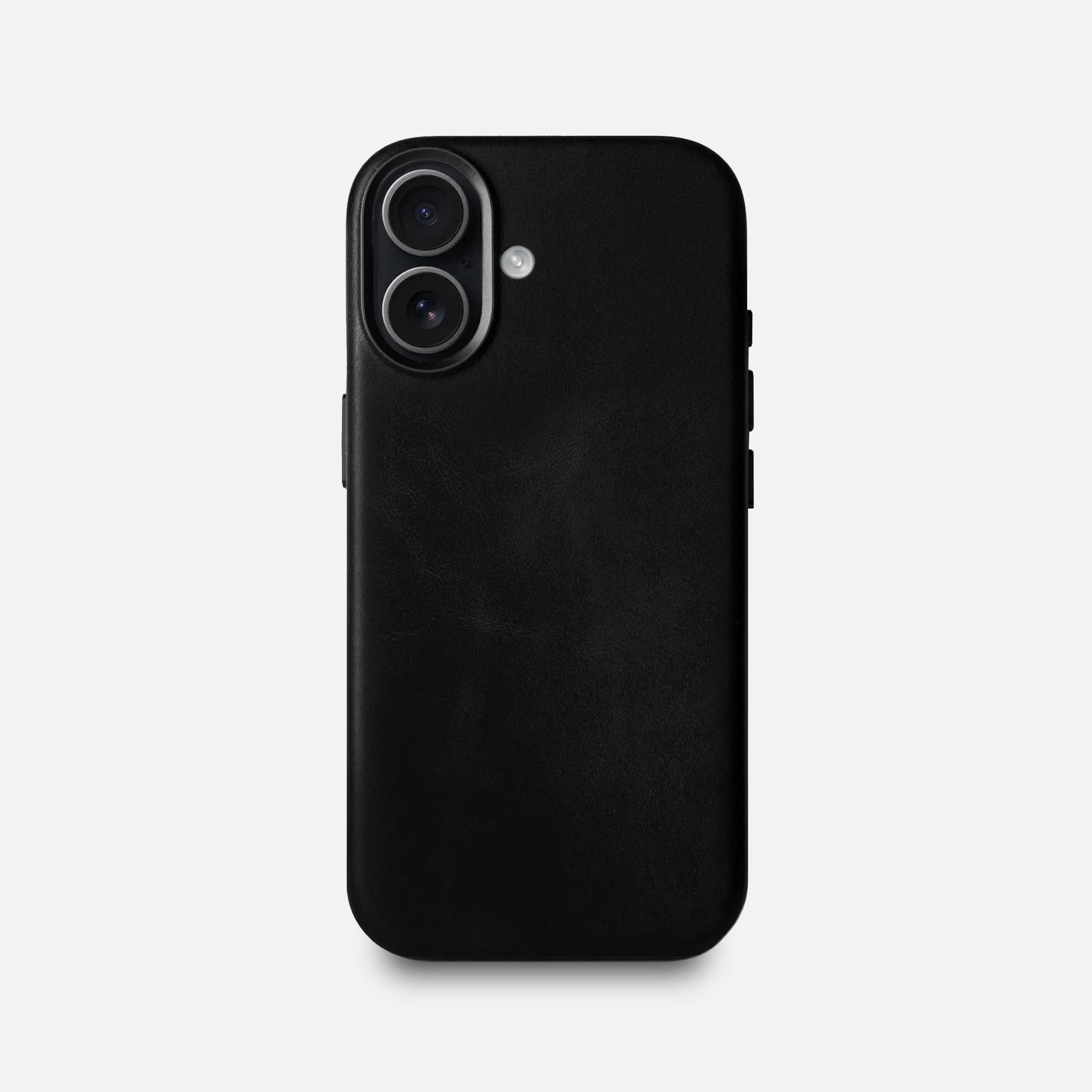 Leather iPhone 17 Shell Case Metal, MagSafe - Black