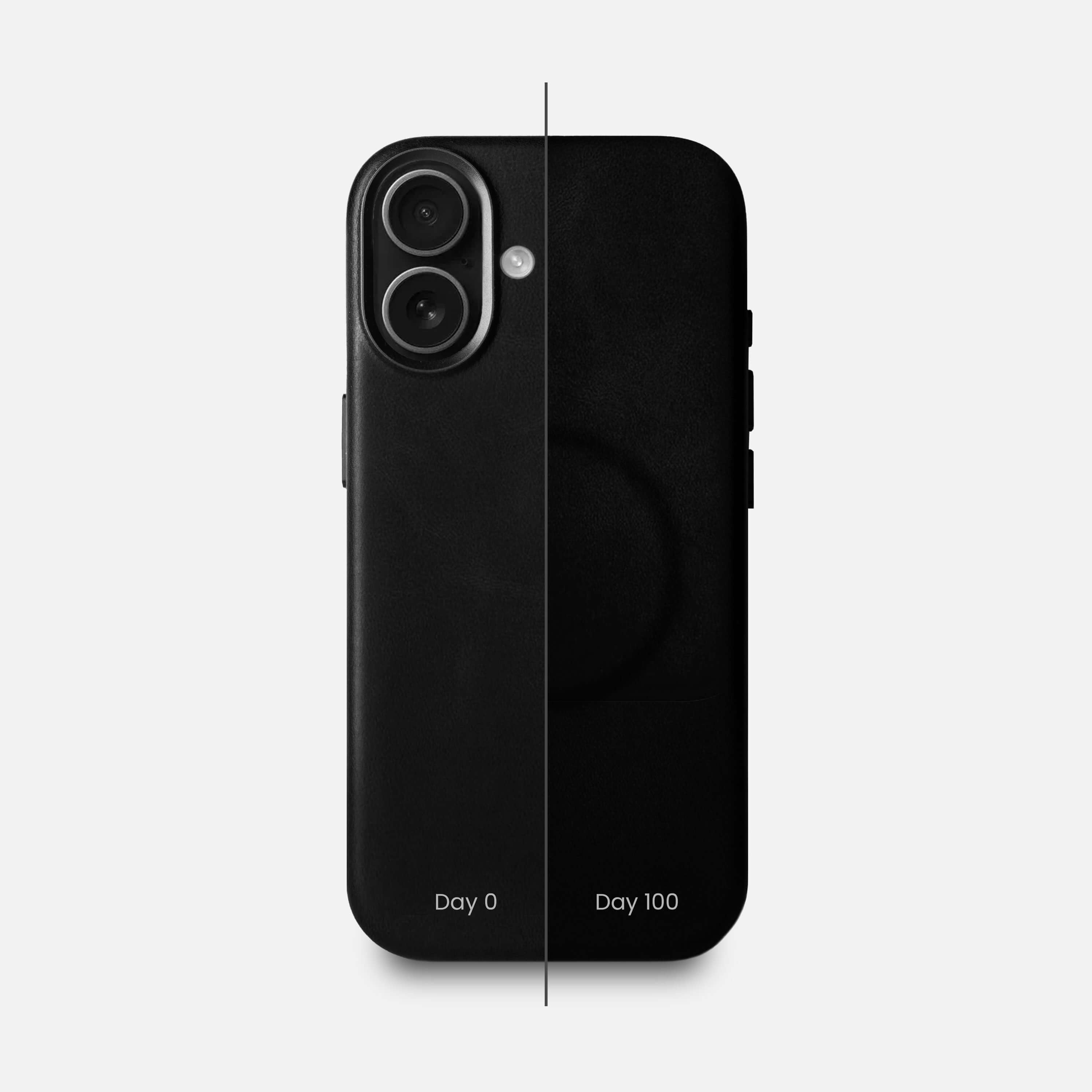 Leather iPhone 17 Shell Case Metal, MagSafe - Black