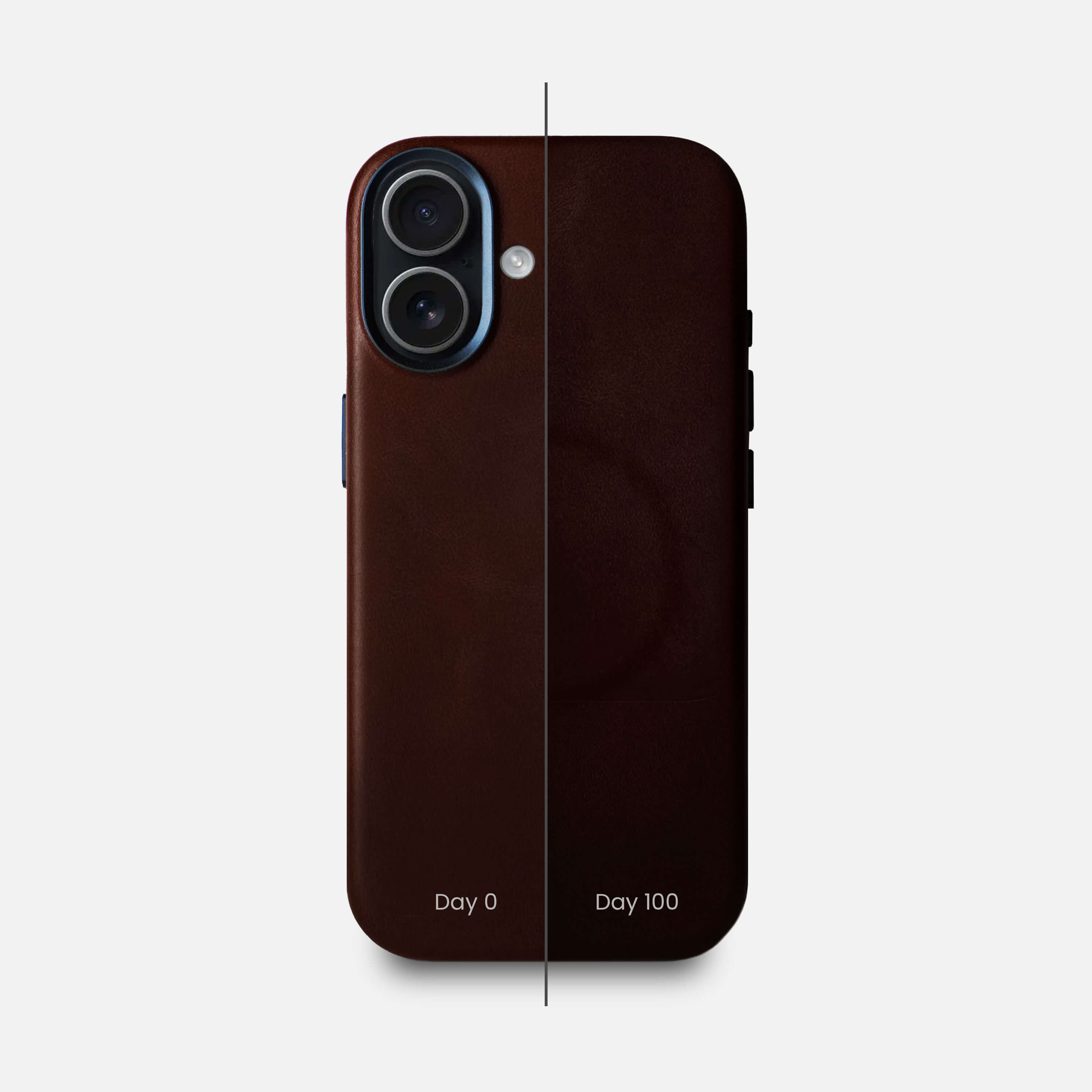 Leather iPhone 17 Shell Case Metal, MagSafe - Dark Brown