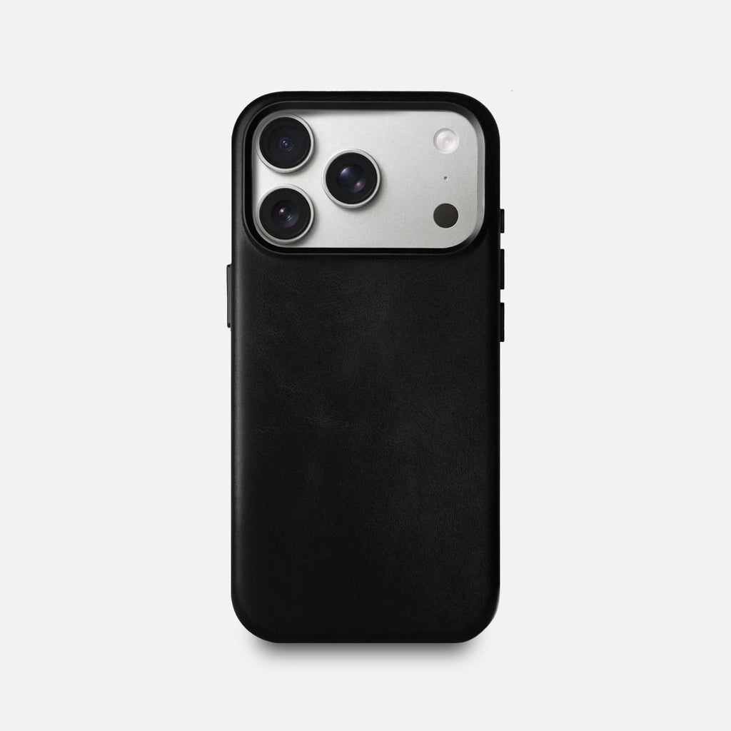 Leather iPhone 17 Pro Shell Case Metal, MagSafe - Black
