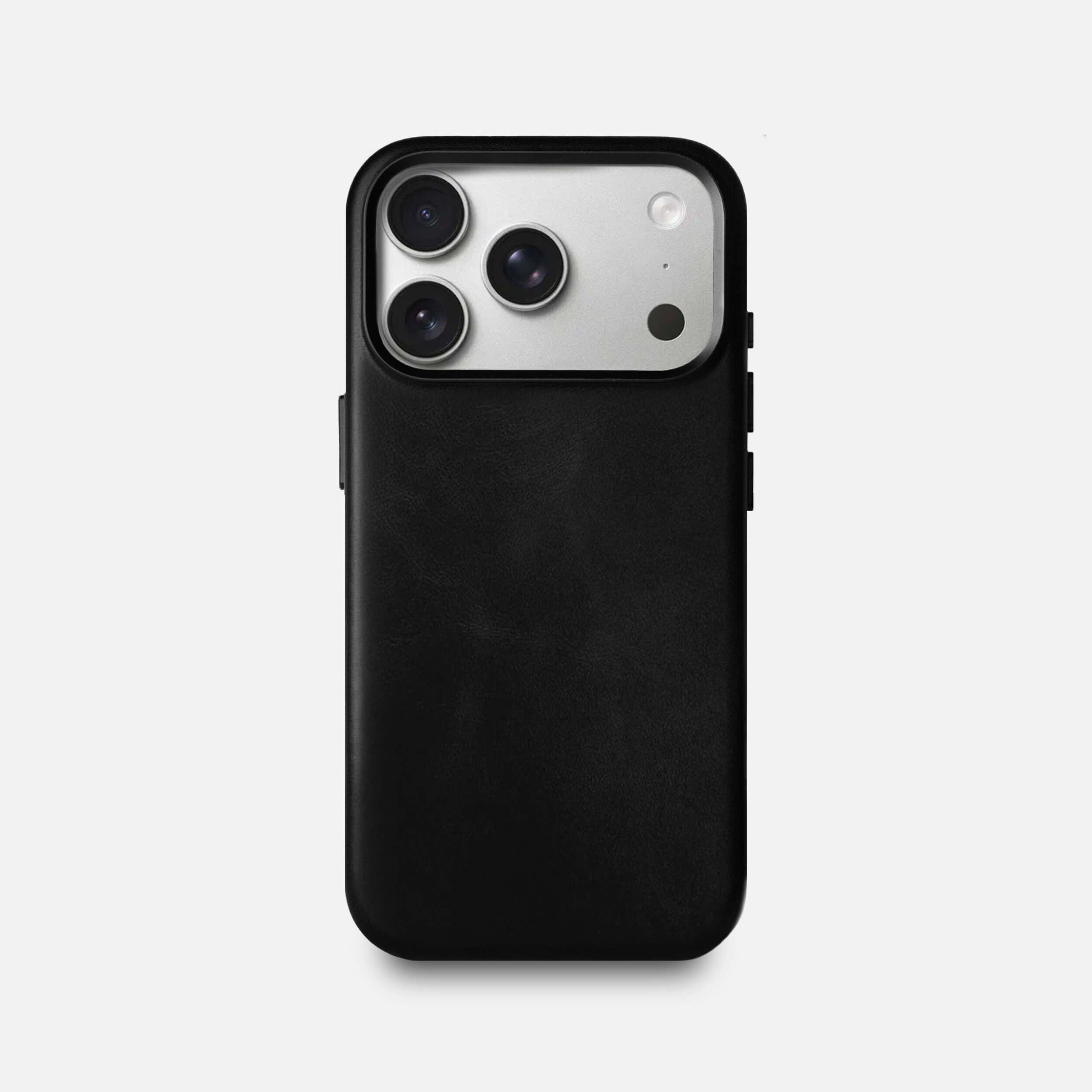 Leather iPhone 17 Pro Shell Case Metal, MagSafe - Black