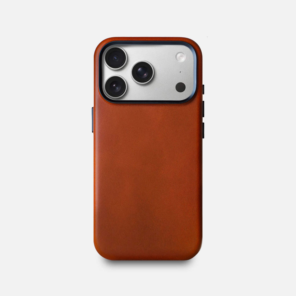Leather iPhone 17 Pro Shell Case Metal, MagSafe - Saddle Brown