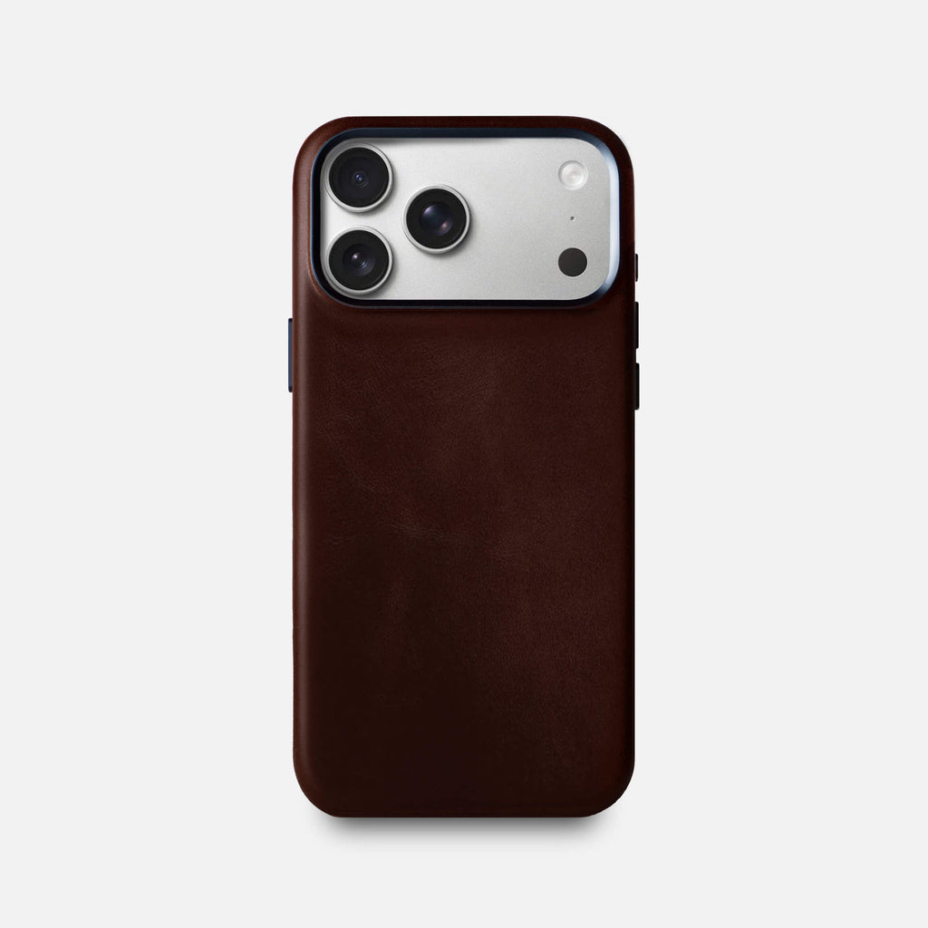 Leather iPhone 17 Pro Max Shell Case Metal, MagSafe - Dark Brown