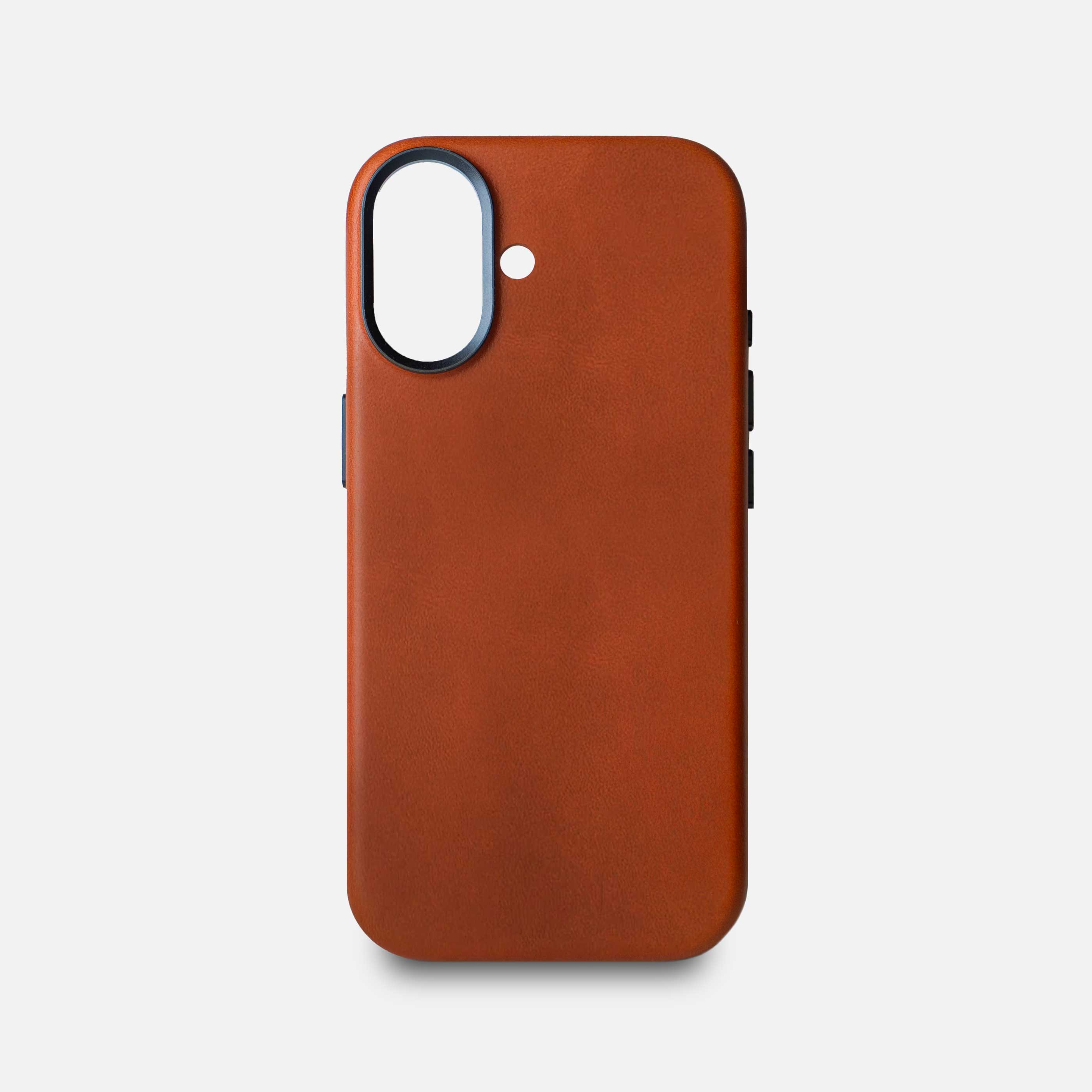 Leather iPhone 17 Shell Case Metal, MagSafe - Saddle Brown