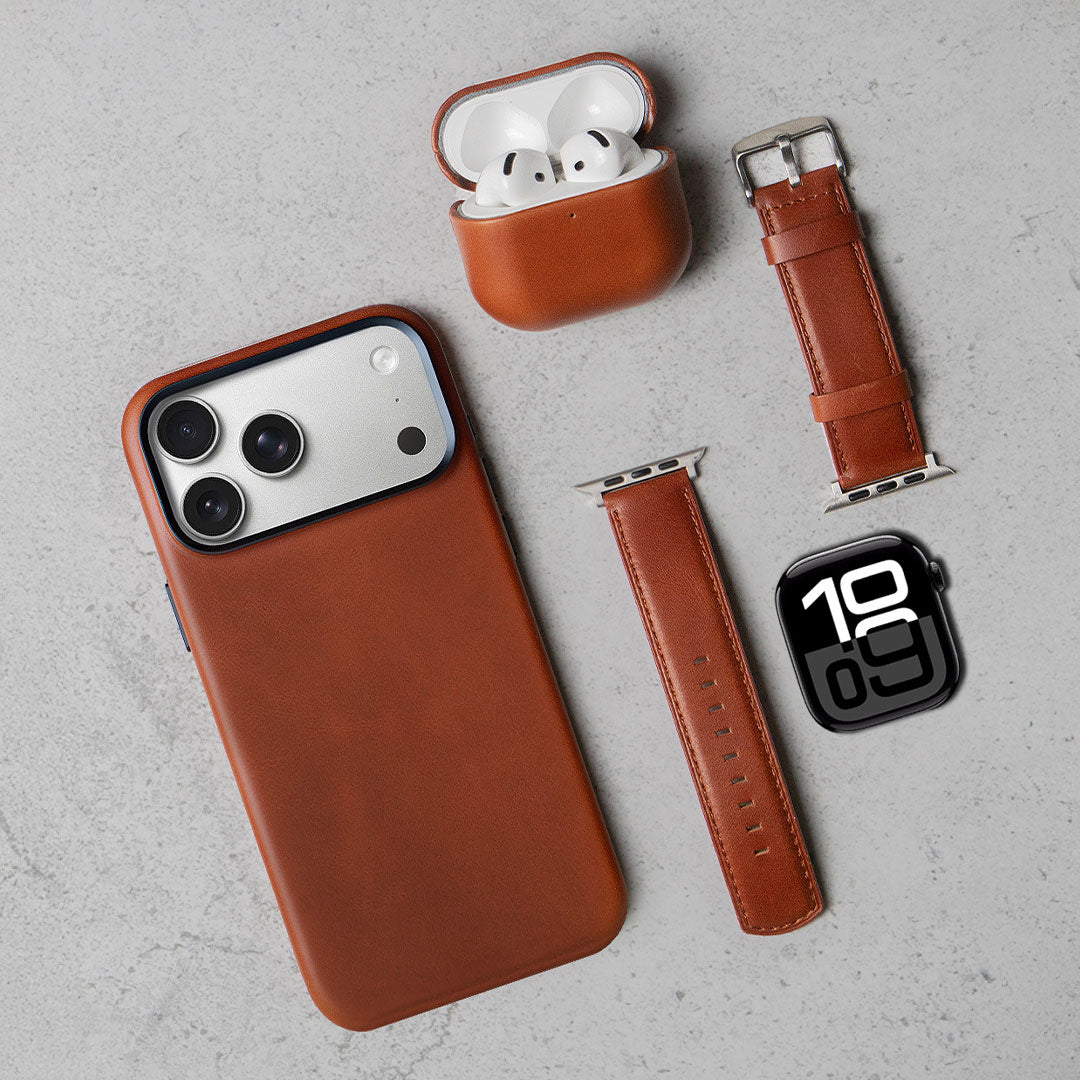 Leather iPhone 17 Pro Max Shell Case Metal, MagSafe - Saddle Brown