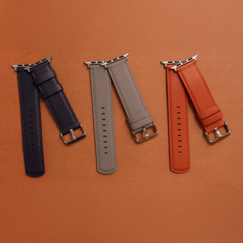 Luxury Nappa Leather Apple Watch Band Straps – Navy Blue