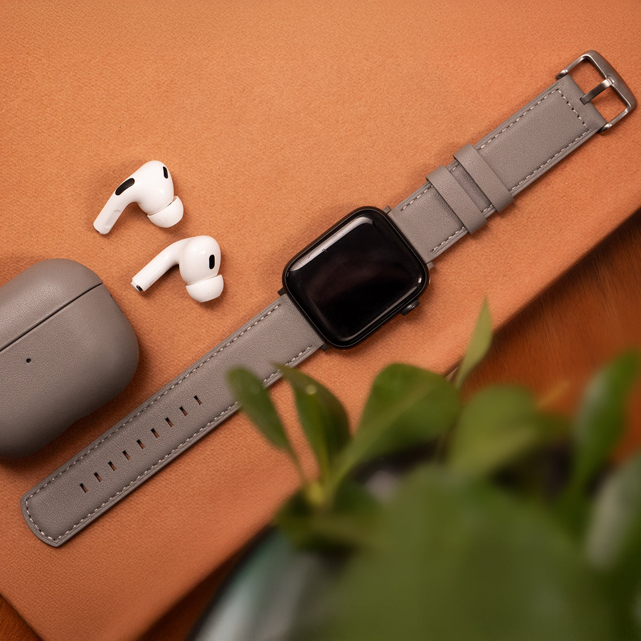 Luxury Nappa Leather Apple Watch Band Straps – Grey