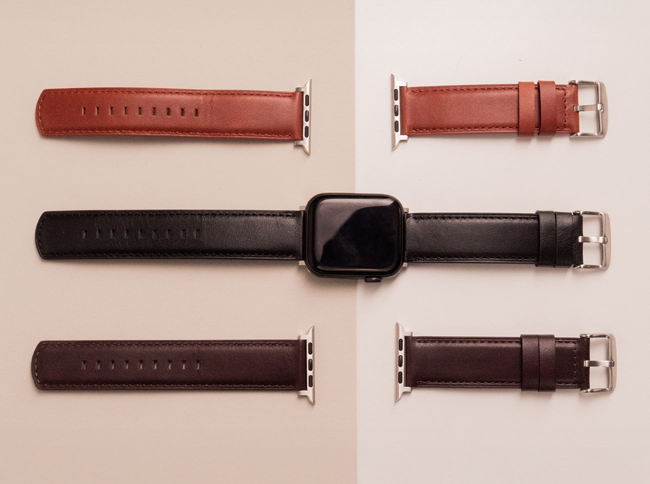 Luxury Leather Apple Watch Band Straps – Black