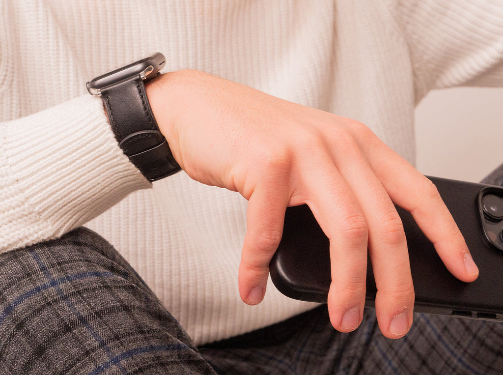 Luxury Leather Apple Watch Band Straps – Black