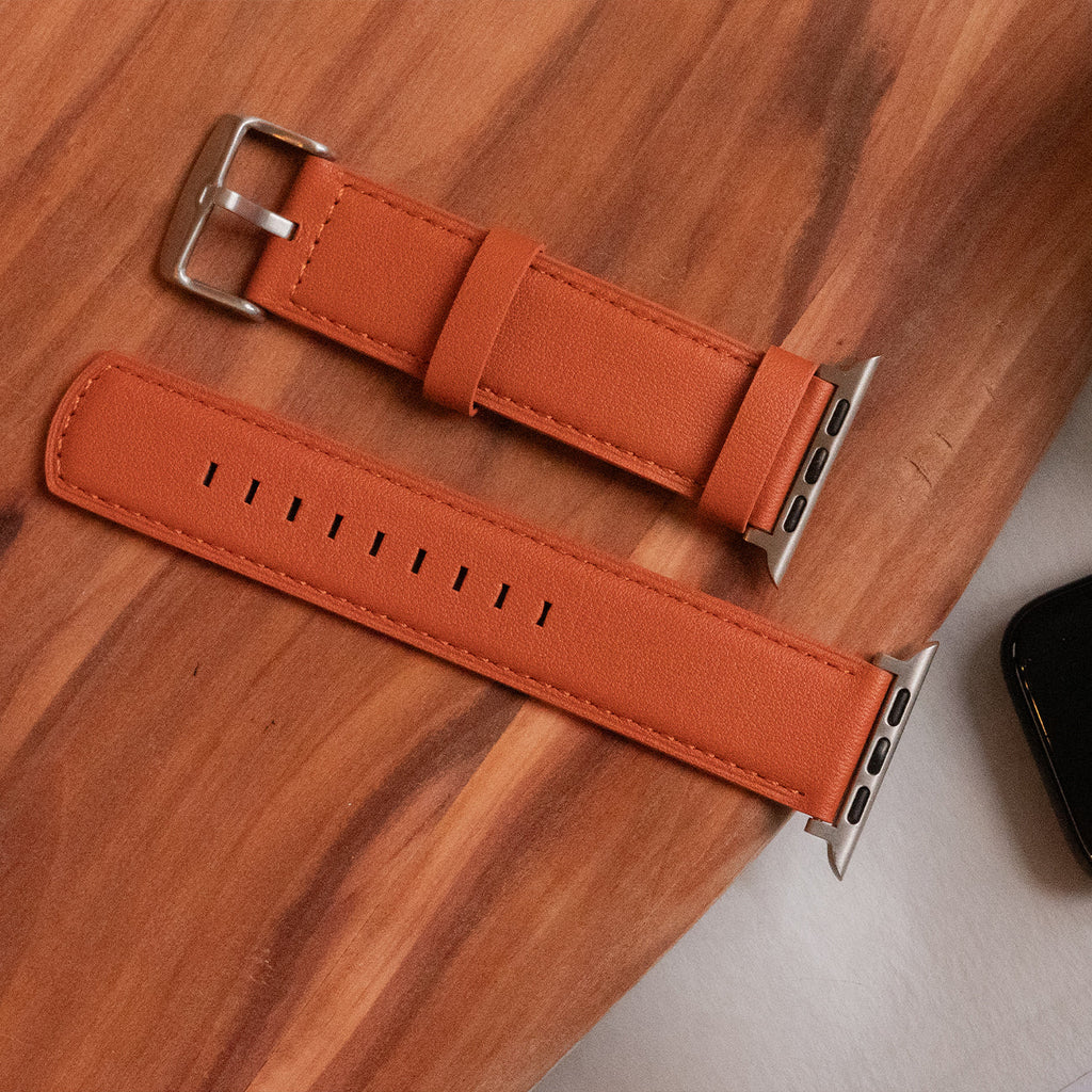 Luxury Nappa Leather Apple Watch Band Straps – Orange